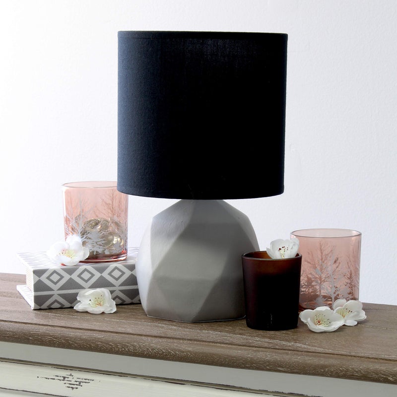 Simple Designs LT2060-BLK Geometric Concrete Table Lamp, Black - Image 4